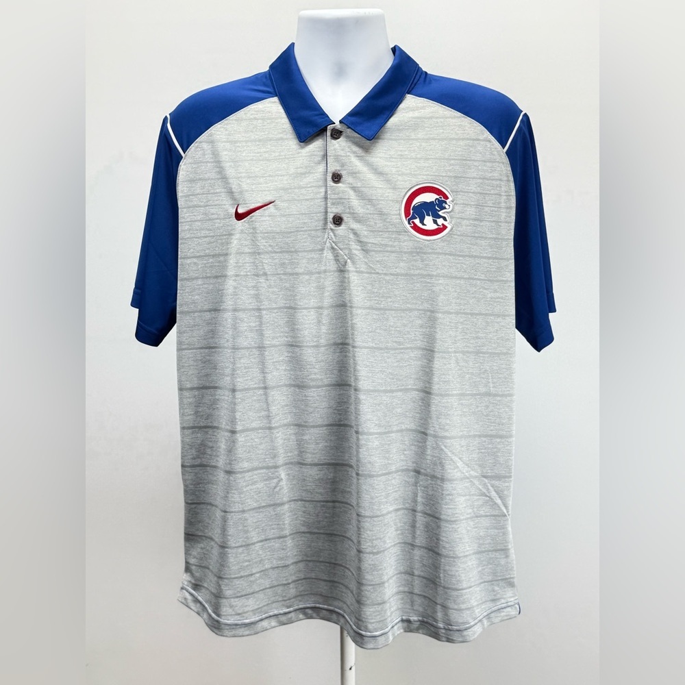 NIKE DRI-FIT Men's Gray and Blue CHICAGO CUBS Polo Shirt size XL